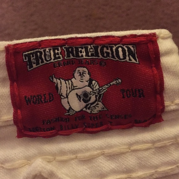 True Religion brand white boot cut jeans