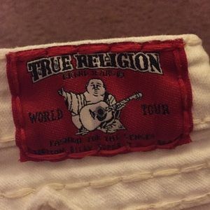 True Religion brand white boot cut jeans