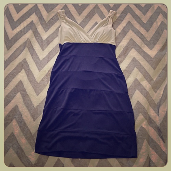 Blue and white dress