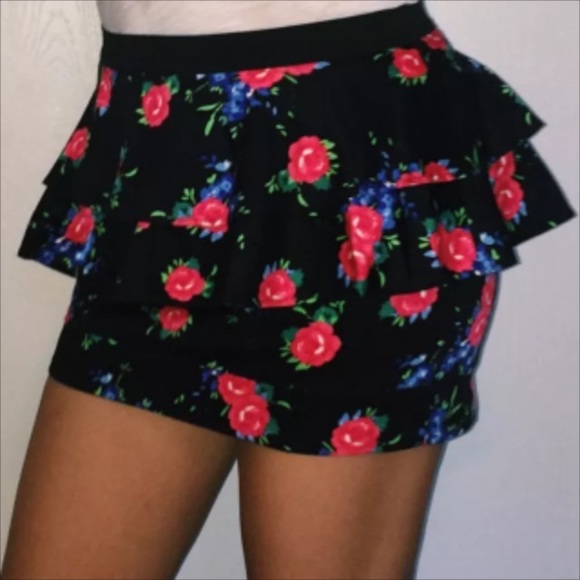 Floral Print Material Girl Peplum Skirt Size S - Picture 1 of 3