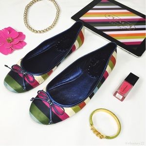 Colorful Striped Coach Flats
