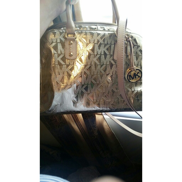 Michael Kors gold satchel bag