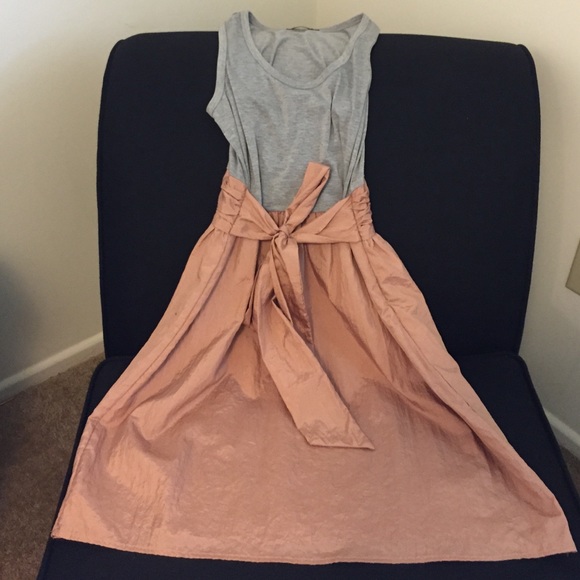 Grey tank top with pink formal bottom dress