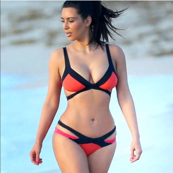 💗red pink black swimsuit💗