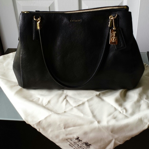 Coach Black Leather Cafe Carryall Bag