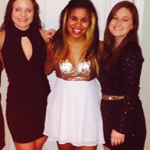 Strapless sparkle white and gold dress