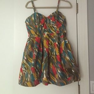 Printed summer tea cup day dress with pockets