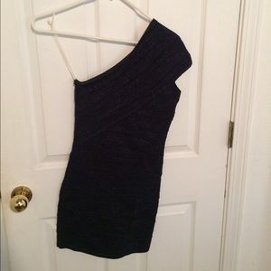 Navy one shoulder dress