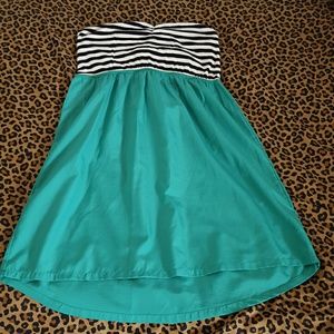 Strapless shorter hi low dress