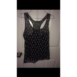 Black/white cross shirt.