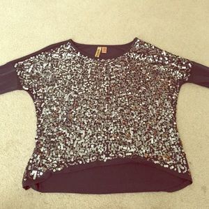 A sequined dark grey top!