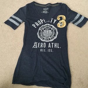 Navy-ish grey t-shirt with detailed front!