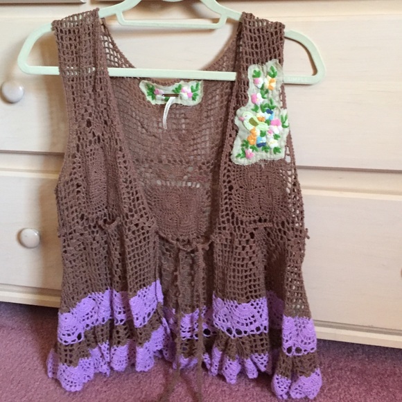 Free people crochet vest