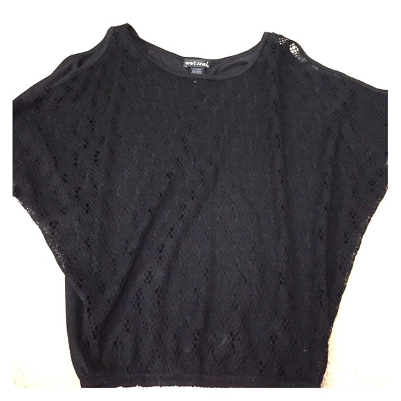 Black lace top with exposed shoulders!