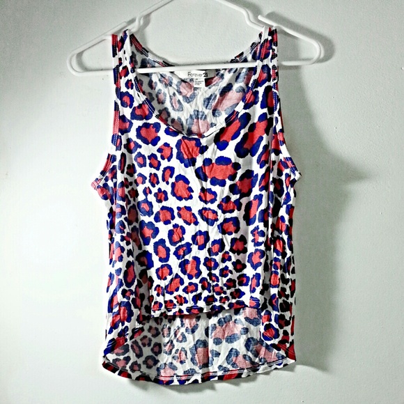 CHEETAH SEMI-CROPPED HI-LOW TOP