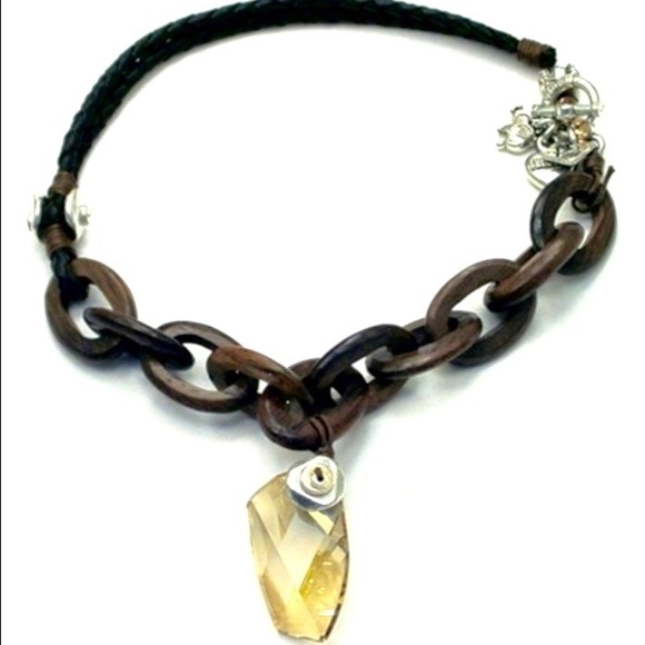 Rodrigo Otazu exotic wood n Swarvoski Necklace - Picture 1 of 4