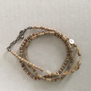 Set of 3 Wooden Beaded Bracelets - Elastic and Chain Closures