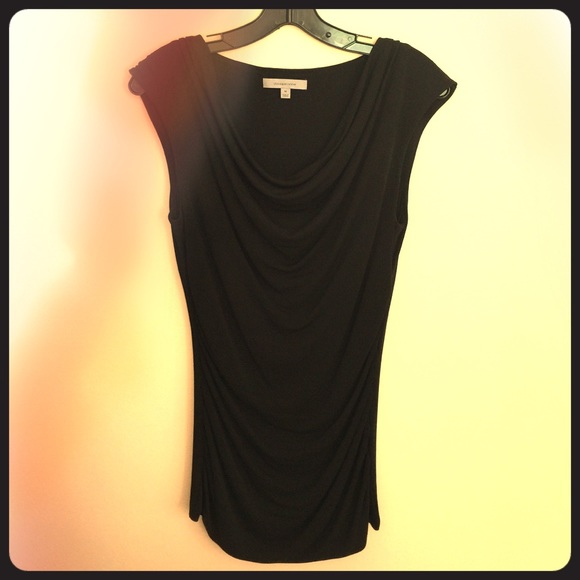 Black cowl-neck sleeveless top