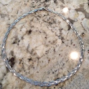 Sterling silver necklace braided chain 16" 925