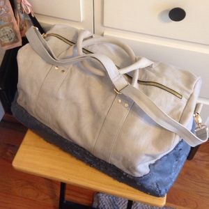 Deux Lux Gray/Blue sequin weekender duffel bag