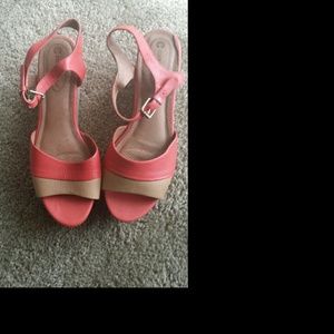Wedge Sandals Nude & Coral