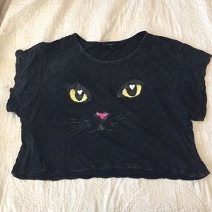 Black Cat Crop Top