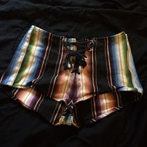 Bad vibes lace up grommet shorts