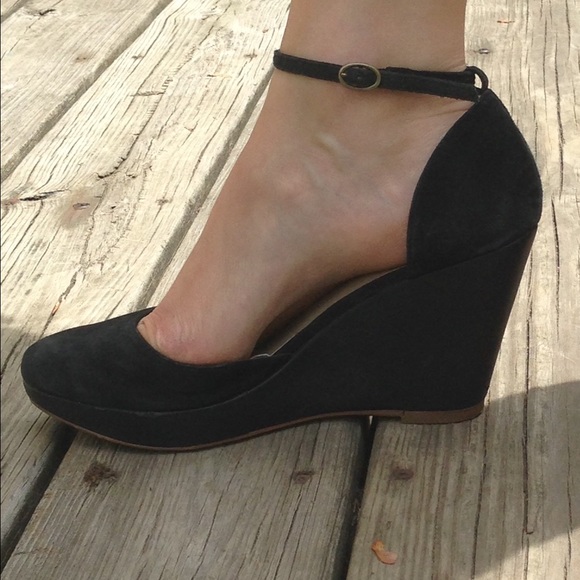 Black Faux Suede Wedges - Picture 4 of 4