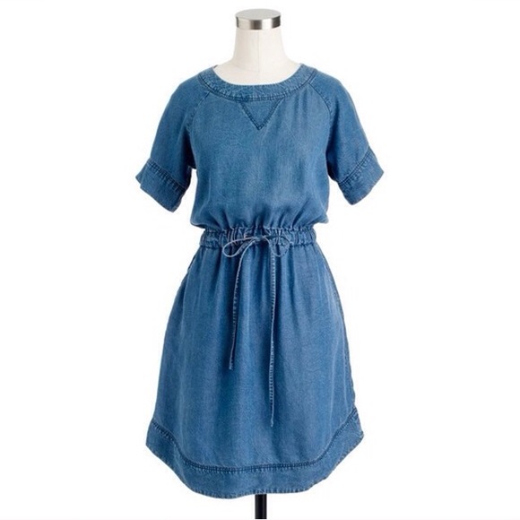 J. Crew Chambray drawstring waist dress