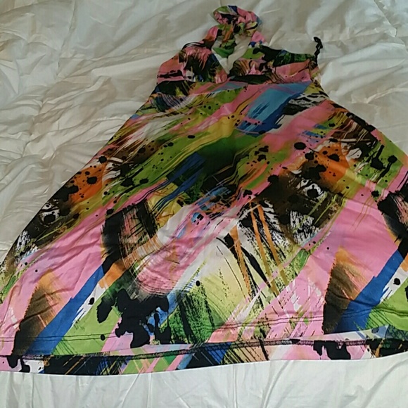 Multi print halter dress