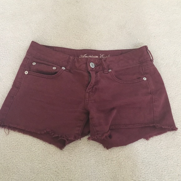 American Eagle Outfitters red denim shorts