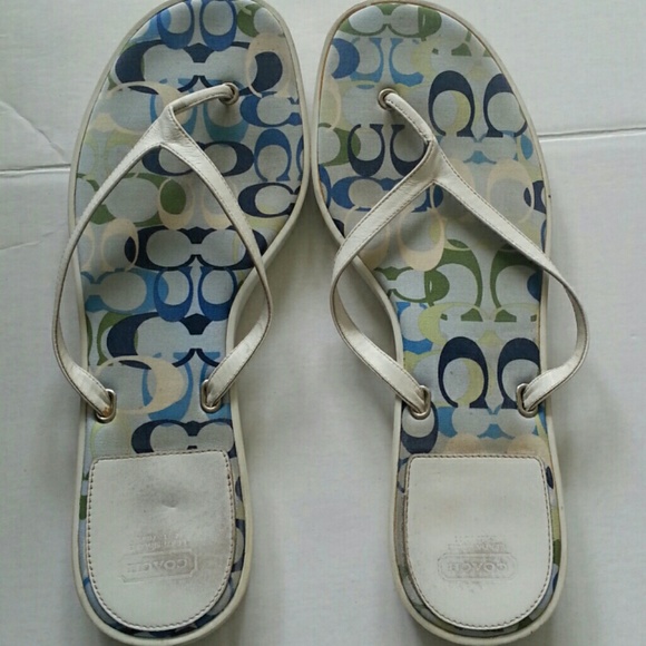 Coach Flip Flops White Size 11