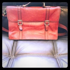 Red Fossil Distressed Leather Bag