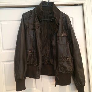 a.n.a. vintage-inspired faux leather bomber jacket