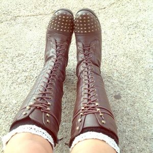🚫SOLD🚫Brown Studded Combat Boots