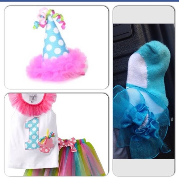Infant Girl Birthday outfit tutu/top/socks