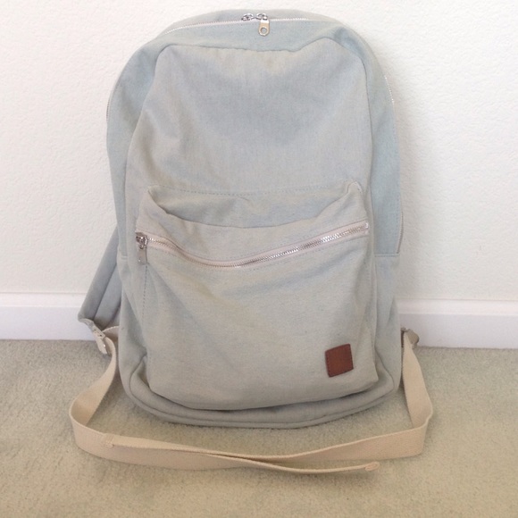 Light blue denim backpack