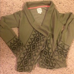 Olive green billabong aztec cardigan