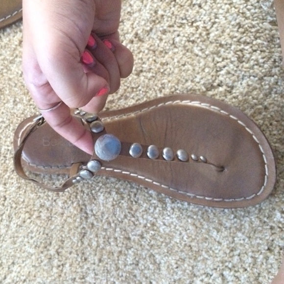 tan sandals with silver stones