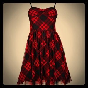 Betsey Johnson plaid strapless dress