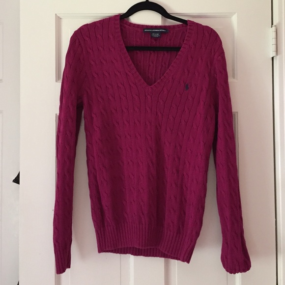 Fuschia cable knit sweater