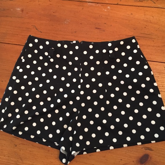 Forever21 high waisted black polka dot shorts
