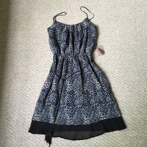 Dress with blue and grey pattern