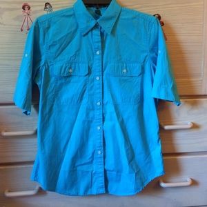 Teal button down