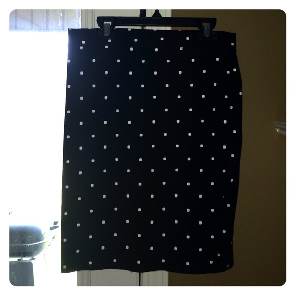 Balck Pencil Skirt with White Polkadots