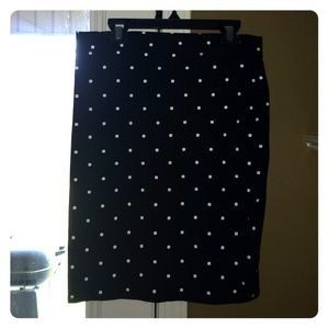 Balck Pencil Skirt with White Polkadots