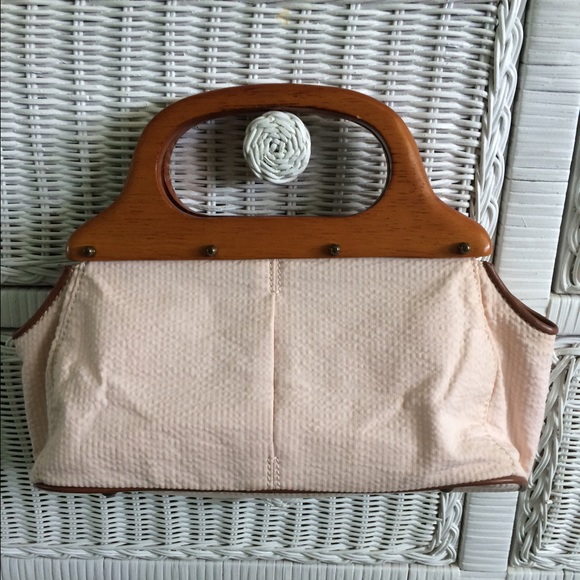 J crew Light pink and white stripe clutch