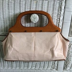 J crew Light pink and white stripe clutch