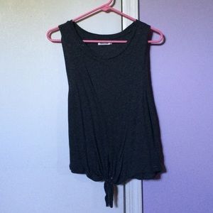 Muscle tee with tie at bottom