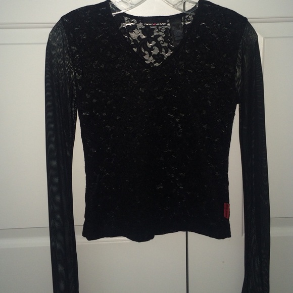 vintage DKNY lace/mesh long sleeve shirt